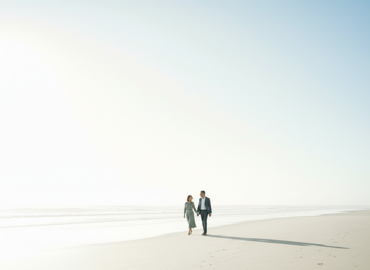 Couple walking beach — longevity lifestyle
